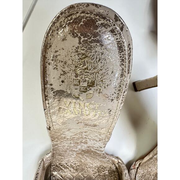 Vince Camuto Brelanie Braided Strap Sandal In Metallic Golden Natural Sz 8.5 - Picture 10 of 10
